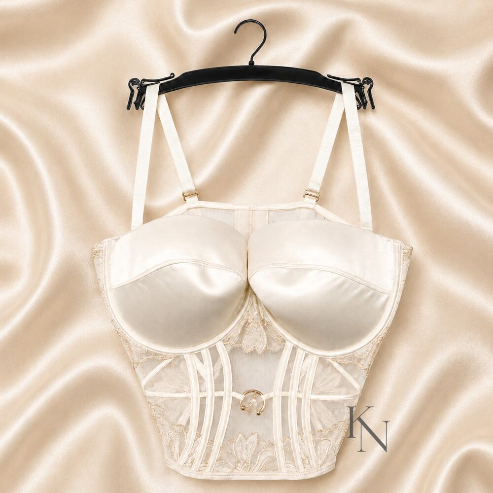 Honey Birdette Louise Pearled Ivory Bustier | Size 38H | NWT